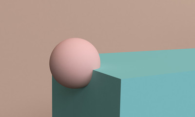 Fototapeta premium Minimalist geometrical shape abstract background, pastel colors , 3d render.