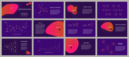 Presentation template. Elements for slide presentations on a colorful gradient background. Flyer, brochure, corporate report, marketing, advertising, annual report, banner