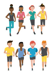 Obraz premium Fitness people running characters
