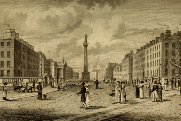 Dublin City. Engraving illustration