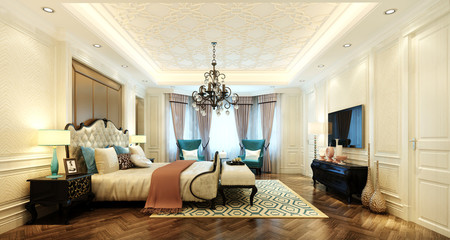 3d render luxury hotel room