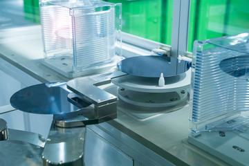 Silicon Wafers and Microcircuits with Automation system control application on automate robot arm