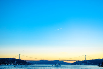Panoramic Fatih Sultan Mehmet Bridge, Istanbul, Turkey
