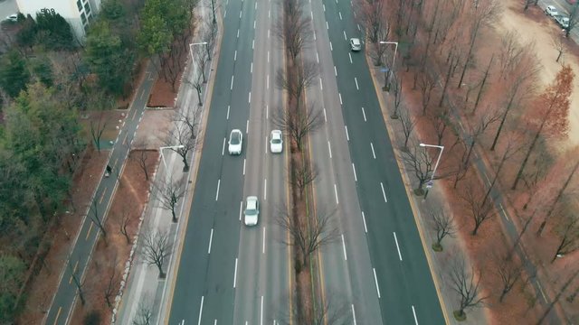 4k car traffic on the road at Seoul in South Korea
