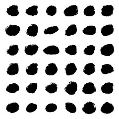 Grunge shape set, black isolated on white background, vector illustration.