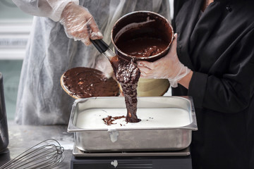 Making Of gelato chocolate ice cream