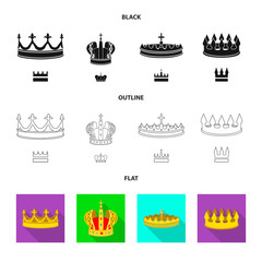 Vector design of medieval and nobility icon. Set of medieval and monarchy stock vector illustration.