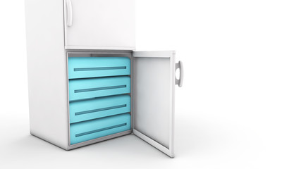 White Refrigerator Isolated. 3D rendering