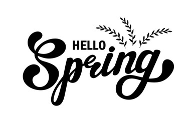 Hello spring. Hand drawn lettering