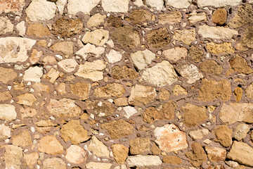 The texture of the stone wall close-up