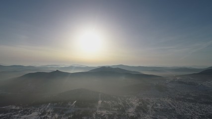 Aerial view of the Sunny Day in the Mountains