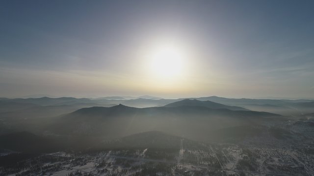 Aerial view of the Sunny Day in the Mountains