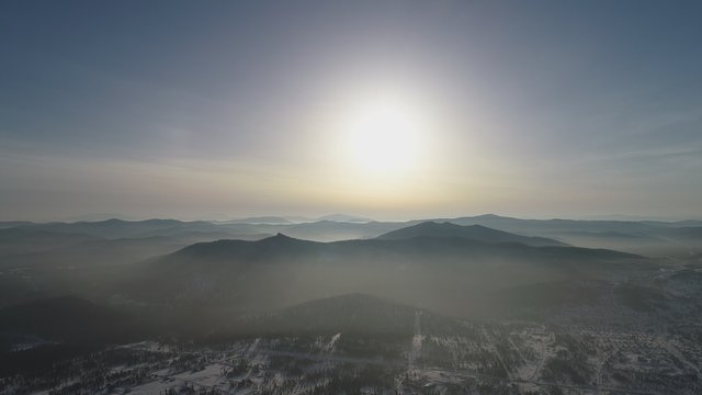 Aerial view of the Sunny Day in the Mountains