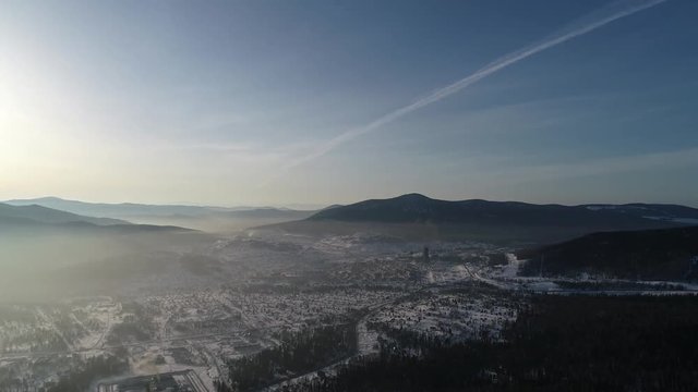 Aerial view of the Sunny Day in the Mountains