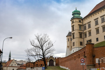 Fototapeta premium Cityscape and old Wawel Castle in Krakow, Poland