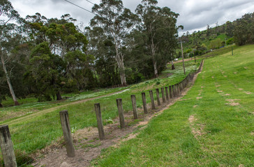 Fototapeta na wymiar wooden fence in park
