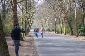 Fototapeta premium para na rowerze w parku