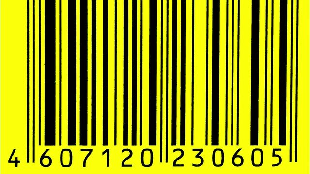 Barcode scanner. Barcode chaos. Animated background. Sequence of fast changing labels digits as looping retail animation.