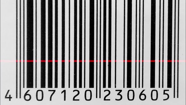 Barcode scanner. Barcode chaos. Animated background. Sequence of fast changing labels digits as looping retail animation.