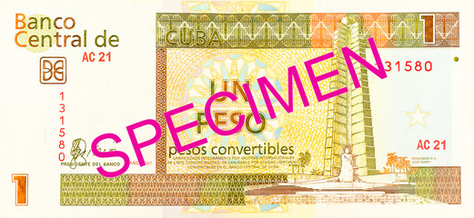 1 cuban convertible peso bank note reverse