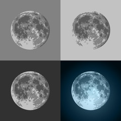 Set of Vector Full Moon icons - prints for T-shirts