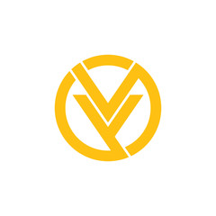 letters vy circle geometric logo vector