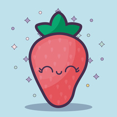 strawberry fruit kawaii character