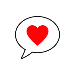 Speech bubble chat with heart icon isolated