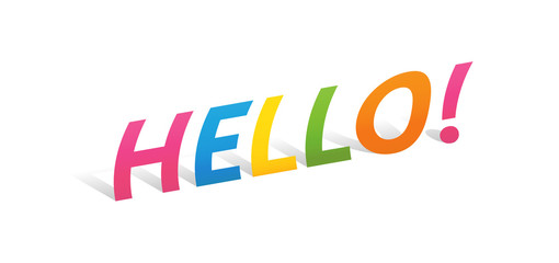HELLO! upright paper letters typography