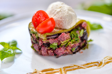 sandwich with ham and vegetables