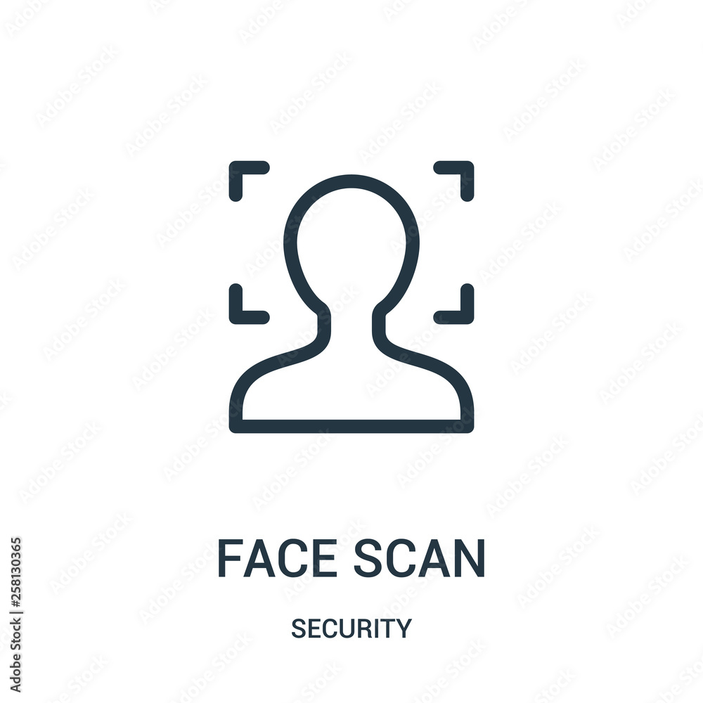 Wall mural face scan icon vector from security collection. thin line face scan outline icon vector illustration