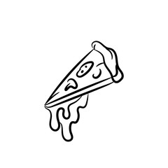 Slice of pizza hand drawn vector illustration
