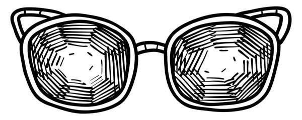 Hand drawn summer illustration sketch style Sunglasses icon. Simple Doodle vector icon for web design isolated on white background
