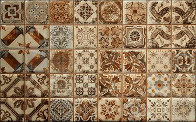 Ceramic wall and floor tiles, talavera pattern, ajulejo artwork, ethnic background