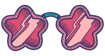 Hand drawn summer illustration sketch style Sunglasses icon. Simple Doodle vector icon for web design isolated on white background. Fashion vintage element