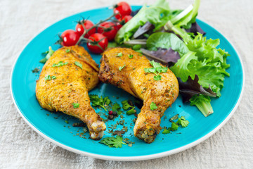 Chicken legs seasoned with curry