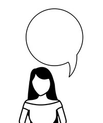young woman with speech bubble