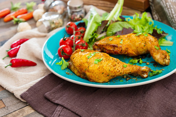 Chicken legs seasoned with curry