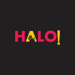 text halo hand symbol logo vector