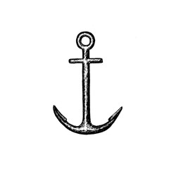 Anchor logo icon ink pen sketch. Nautical maritime sea ocean boat illustration symbol