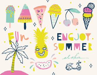 Colorful Summer elements collection.