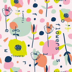 Lovely colorful retro flowers pattern.