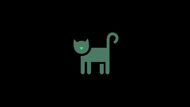 Cat icon animation on black background