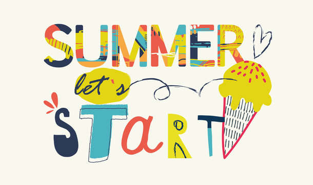 Summer lettering. Summer Typographic. Vector illustration.