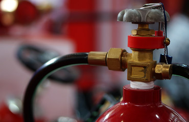 Closeup of fire fighting equipment, extinguisher, a protection system