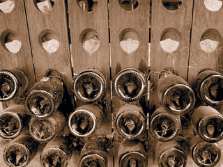 Dusty champagne bottles 
