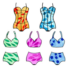 set of summer collection of swimsuits