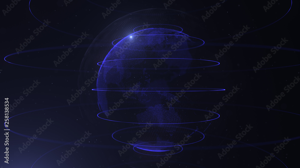 Wall mural abstract sphere. connected navy blue dots with lines. globalization interface. dots accumulation. cl