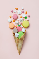 Waffle cone with candies