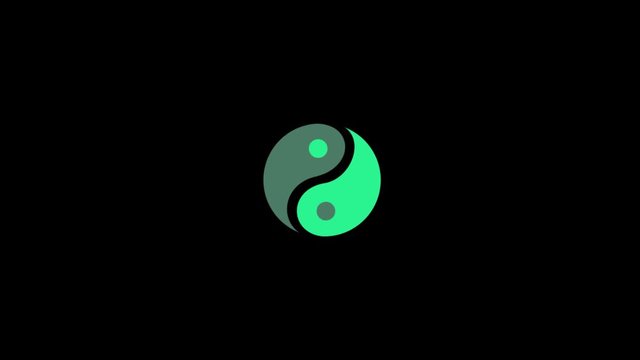 Yin and Yang icon animation on black background